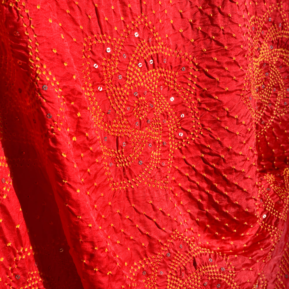 
                      
                        Bandhani on Gaji Silk Dupatta -Red
                      
                    