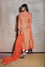 Tissue Chanderi Kurta Set With Bandhani on Organza Dupatta -Orange.