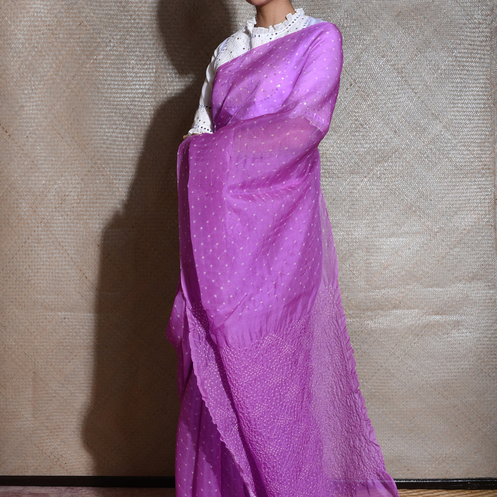 
                      
                        Bandhani on Organza Saree - Lavender
                      
                    