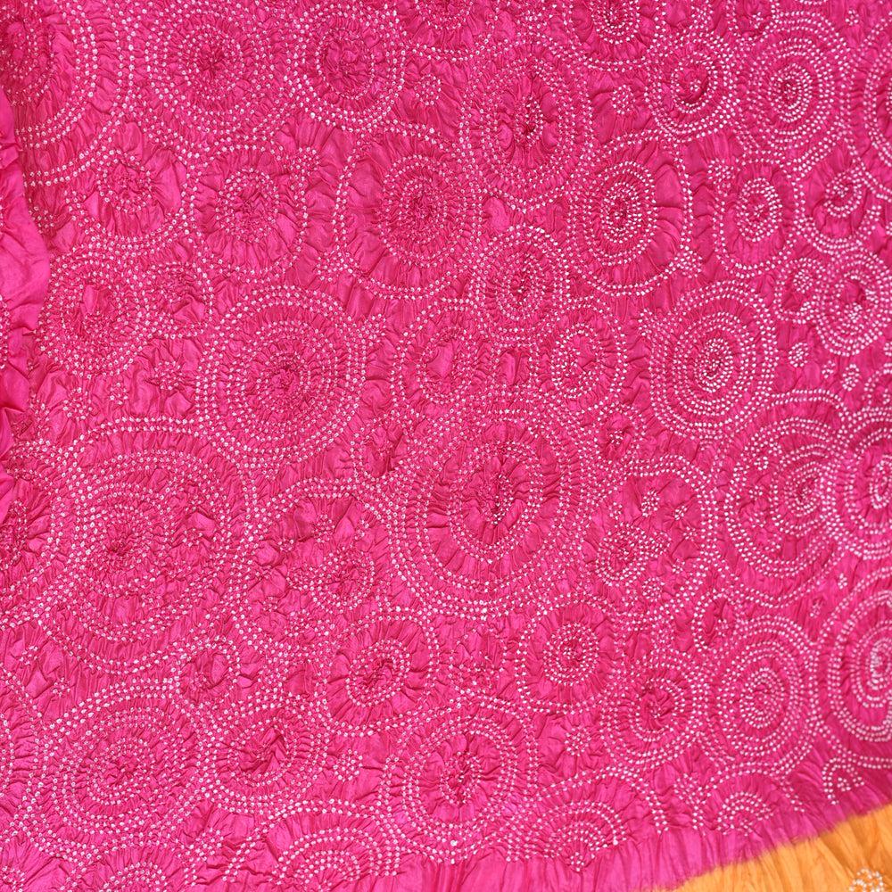 
                      
                        Bandhani on Silk Saree - Light Orange and Fuchsia
                      
                    