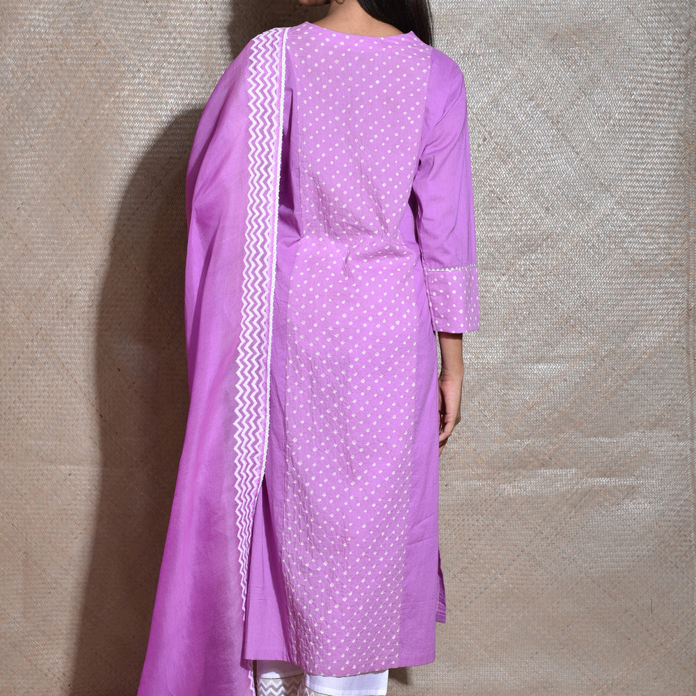 
                      
                        Bandhej Cotton Suit Set - Mauve
                      
                    