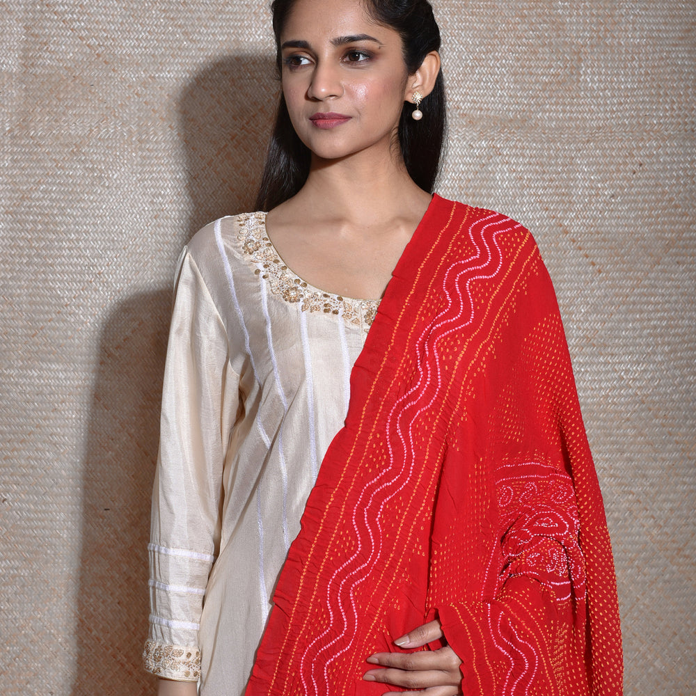 Beautiful Bandhani Dupatta in Red