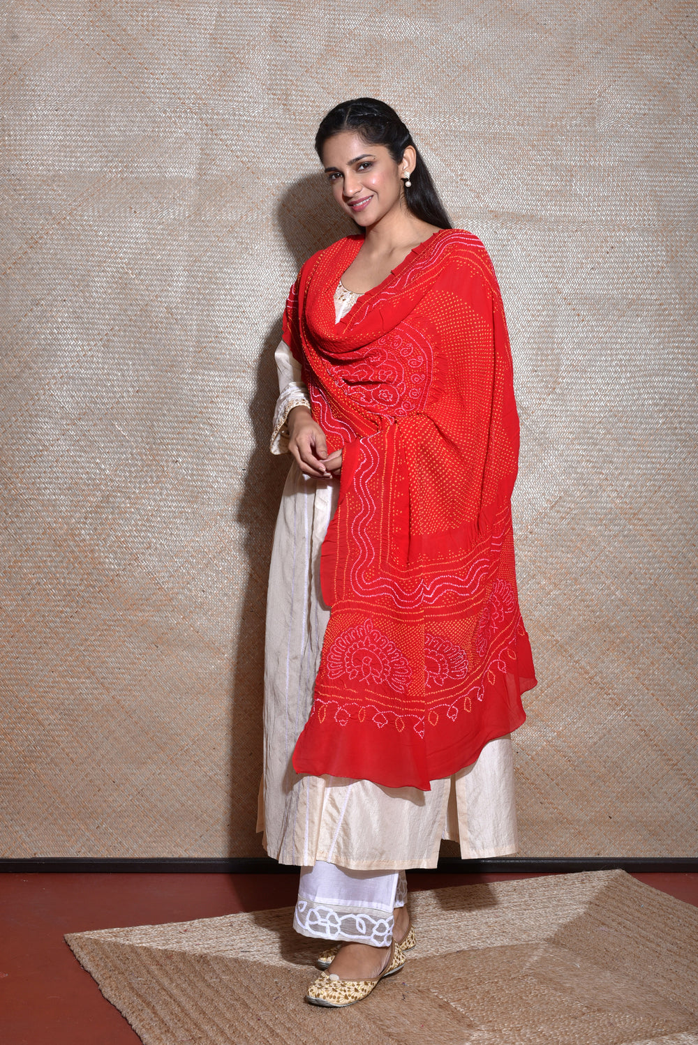 Beautiful Bandhani Dupatta in Red