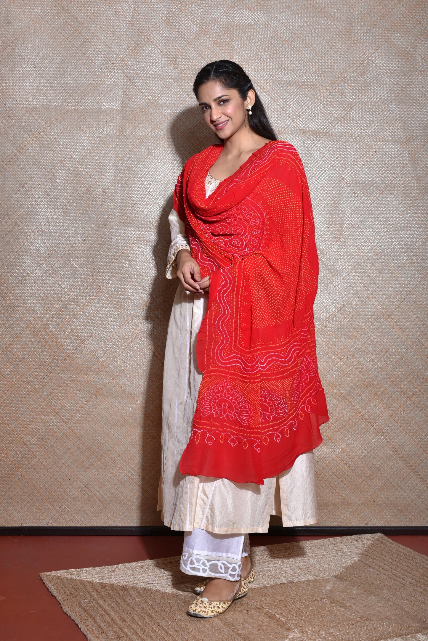 Beautiful Bandhani Dupatta in Red