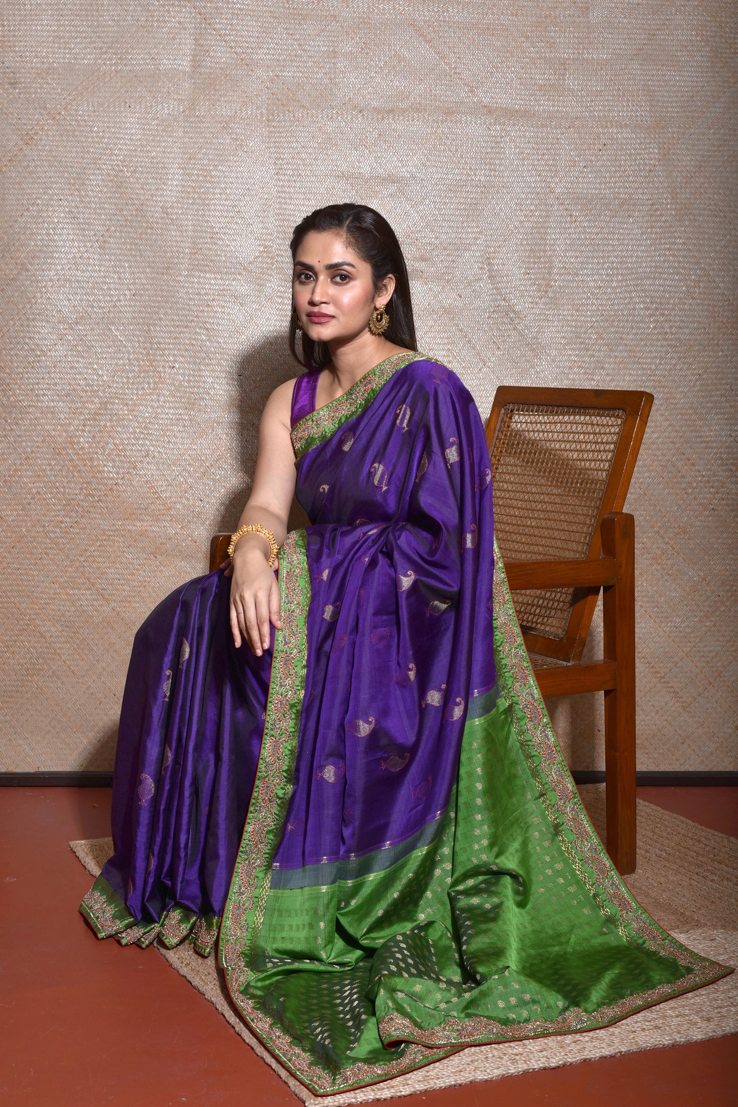 Beautifull Kanjiwaram Saree in Purple and Green