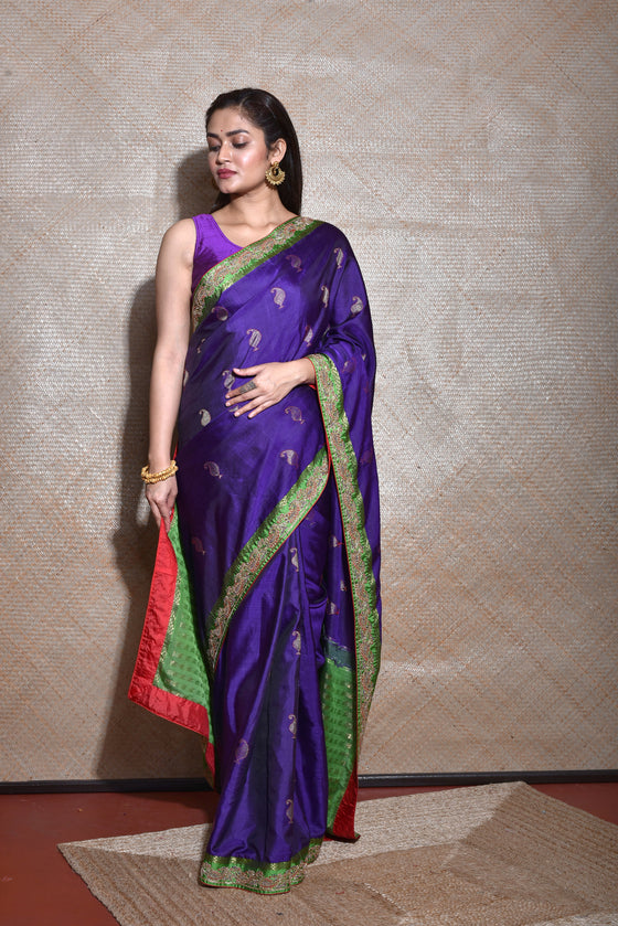 Beautifull Kanjiwaram Saree in Purple and Green