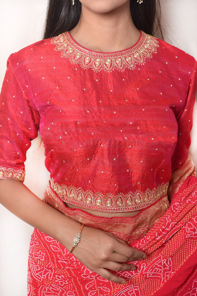 Tilla Work Hand Embroidered Raw Silk Blouse