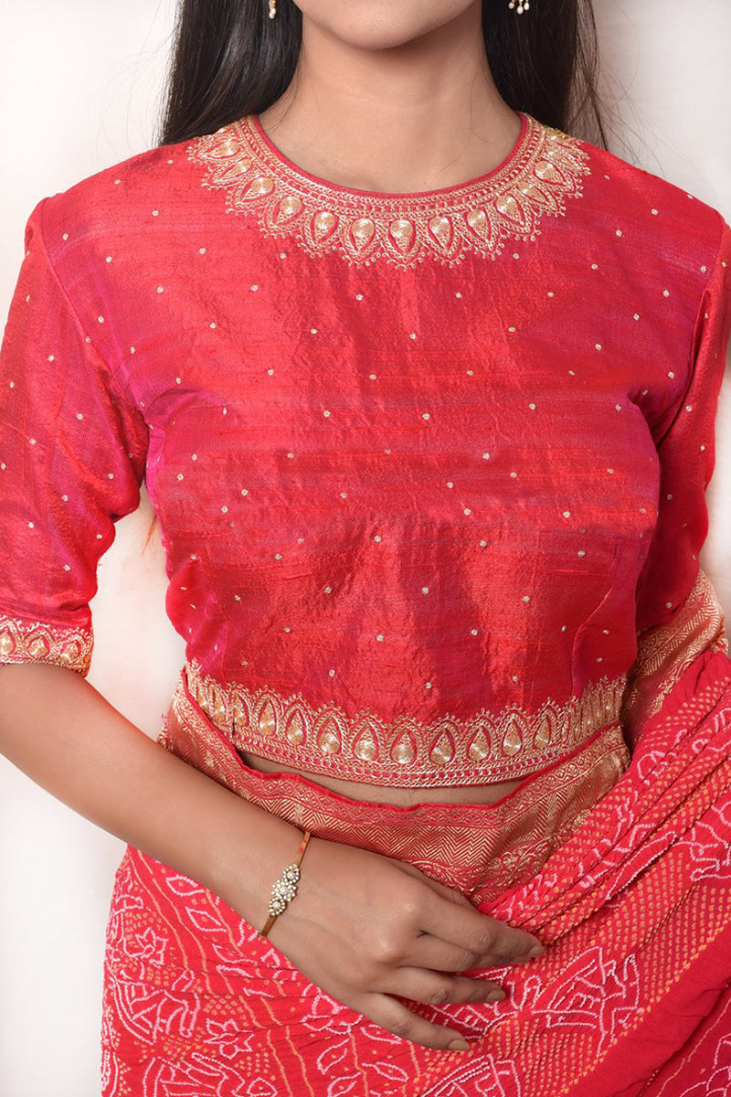 Tilla Work Hand Embroidered Raw Silk Blouse