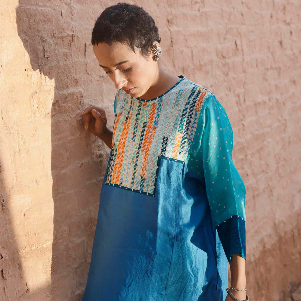 
                      
                        Blue Silk Kurta and Pants
                      
                    