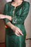Bottle Green Bandhani on Silk Kurta with Mirror Work