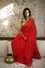 Bandhani on Organza Saree in a Bright Red