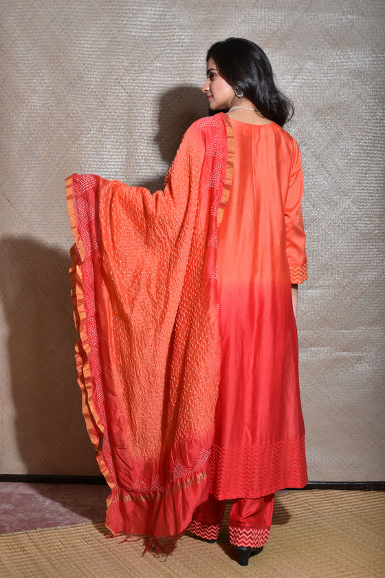 Red Chanderi Silk Suit- Set of 2 – The Chrkha
