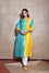 Chikankari Kurta On Silk In Shades Of Blue And Yellow