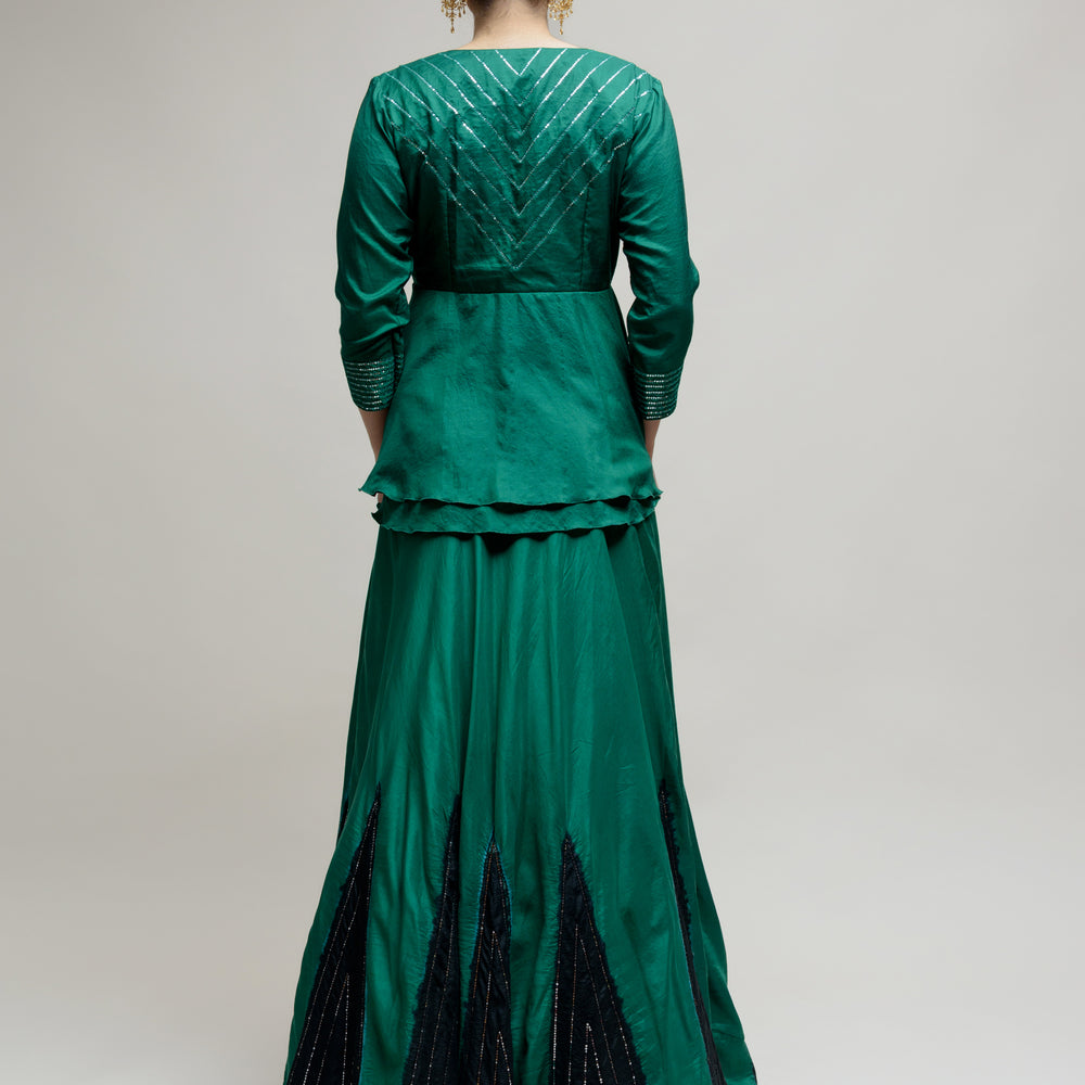 
                      
                        Taara Lehenga - Green and Black
                      
                    