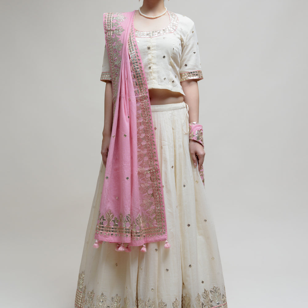 
                      
                        Sitaara Ahimsa Lehenga - Pink Off White
                      
                    