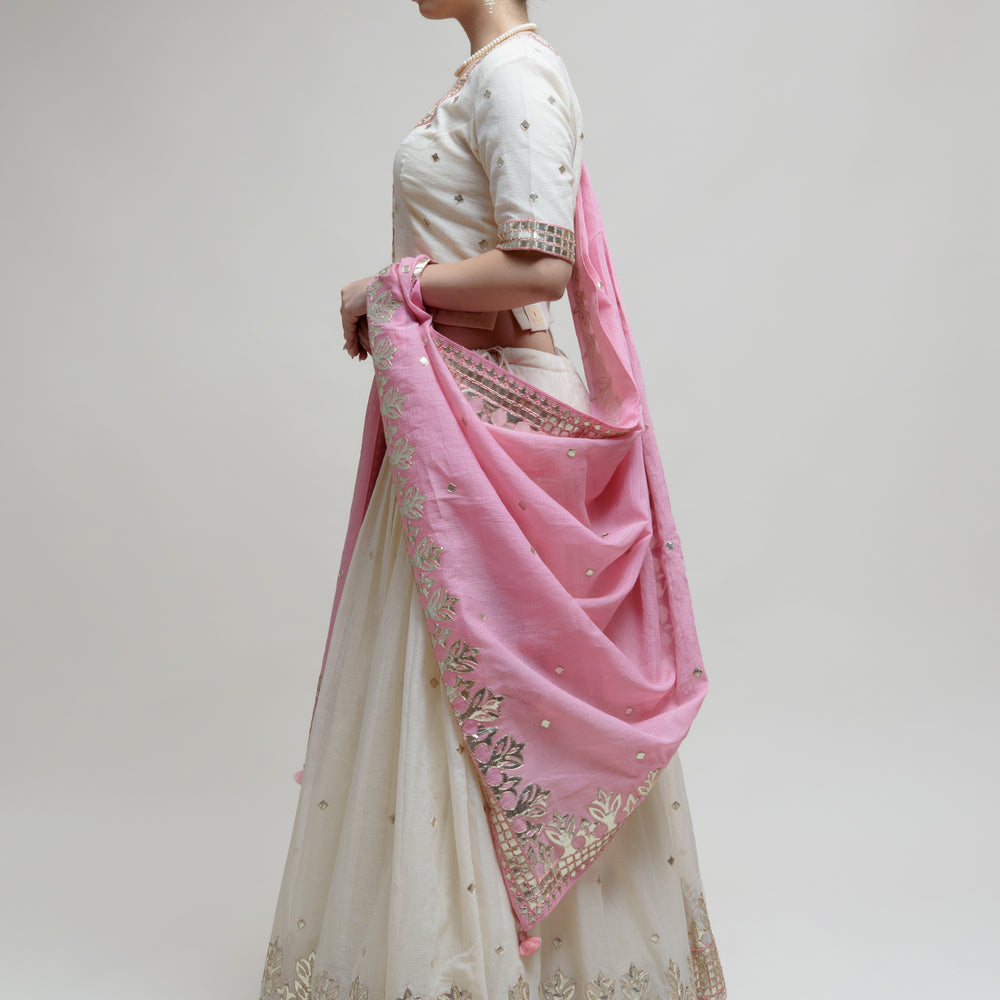 
                      
                        Sitaara Ahimsa Lehenga - Pink Off White
                      
                    