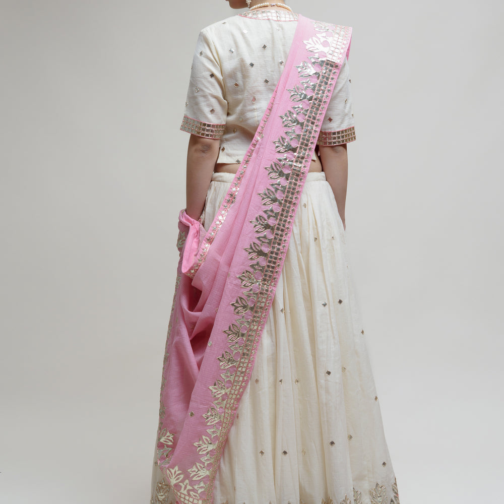 
                      
                        Sitaara Ahimsa Lehenga - Pink Off White
                      
                    