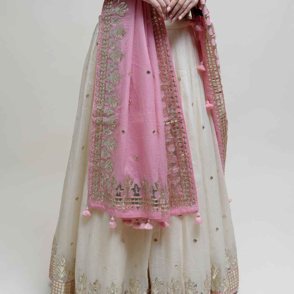 
                      
                        Sitaara Ahimsa Lehenga - Pink Off White
                      
                    