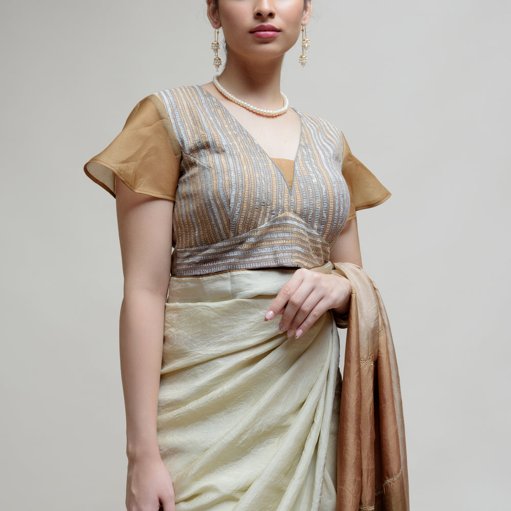 
                      
                        Grey Silk Saree with Colour Blocked Palla
                      
                    