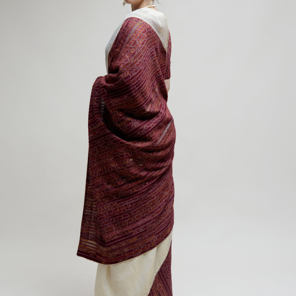 
                      
                        Off White Brown Chanderi Tissue Saree with a Unique Palla
                      
                    