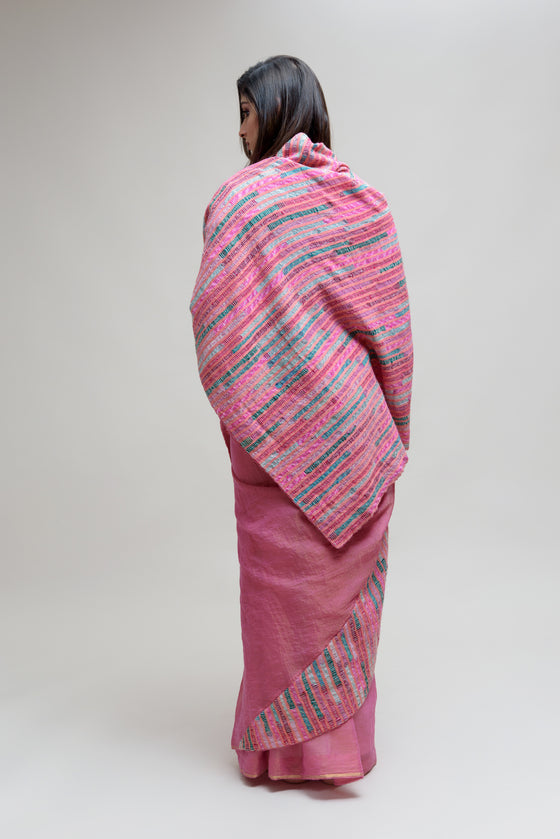 Pink Chanderi Tissue Saree with a Unique Palla