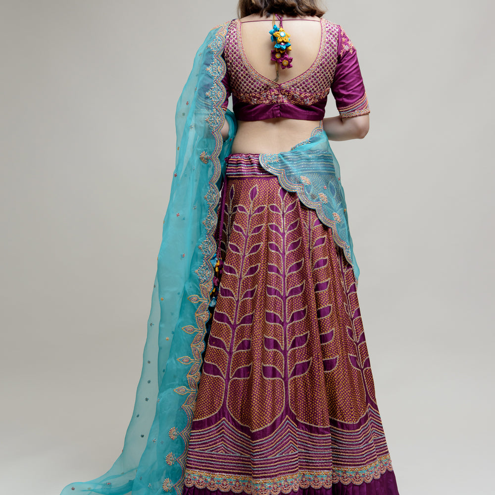 
                      
                        Ekam Lehenga - Purple Turquoise Blue
                      
                    