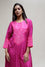 Bandhani Kurta on Pure Silk - Aba Yoke Magenta Pink