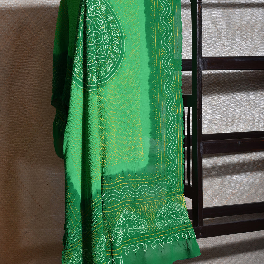 Green Bandhani Dupatta 