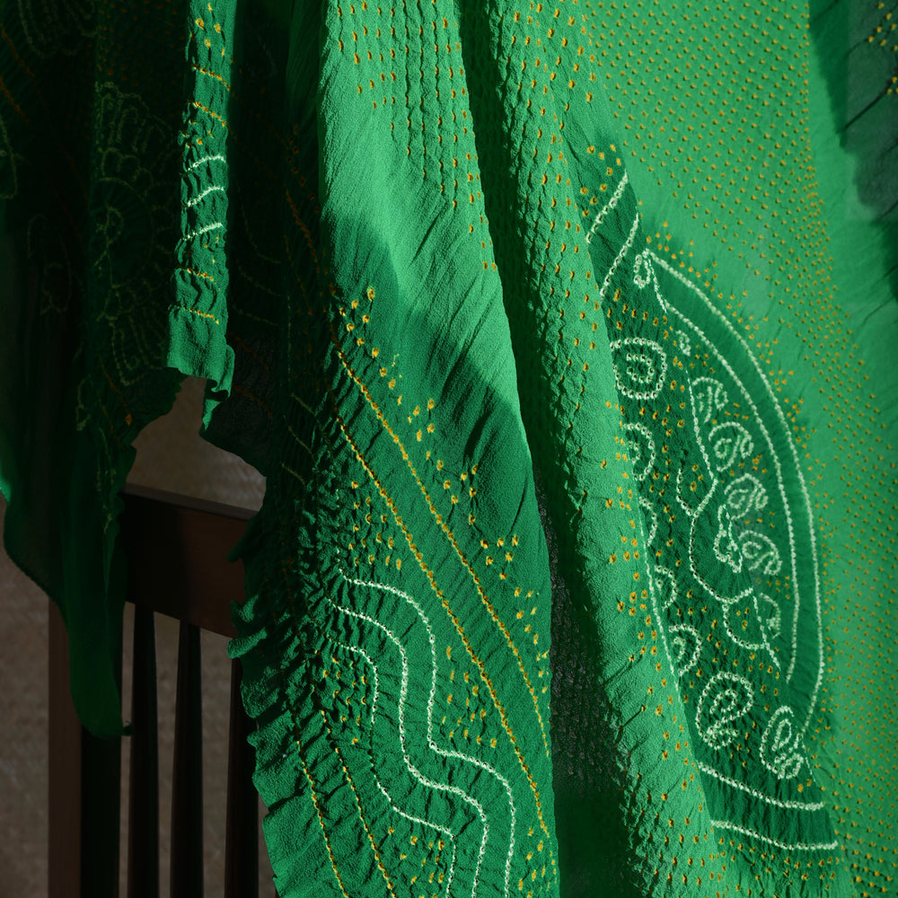 Green Bandhani Dupatta 