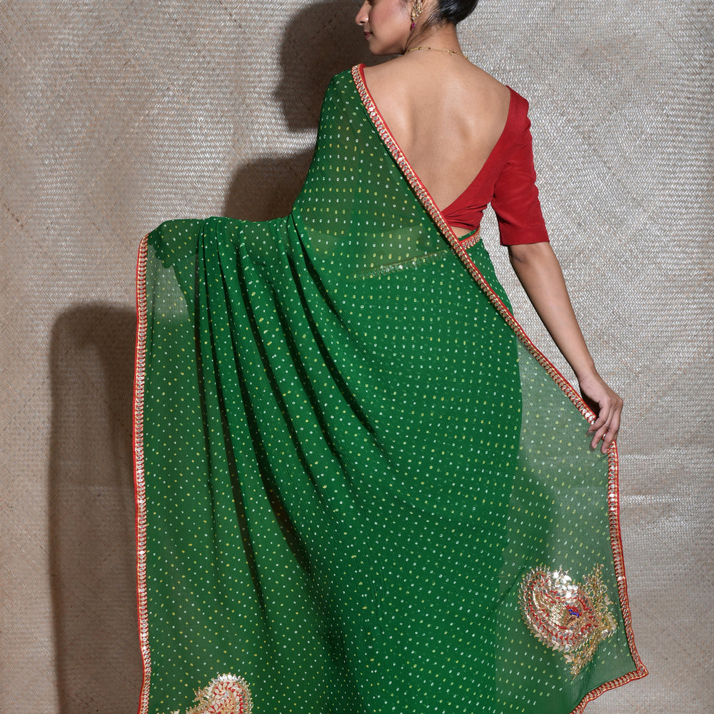 
                      
                        Green Gota Patti Pure Chiffon Saree
                      
                    