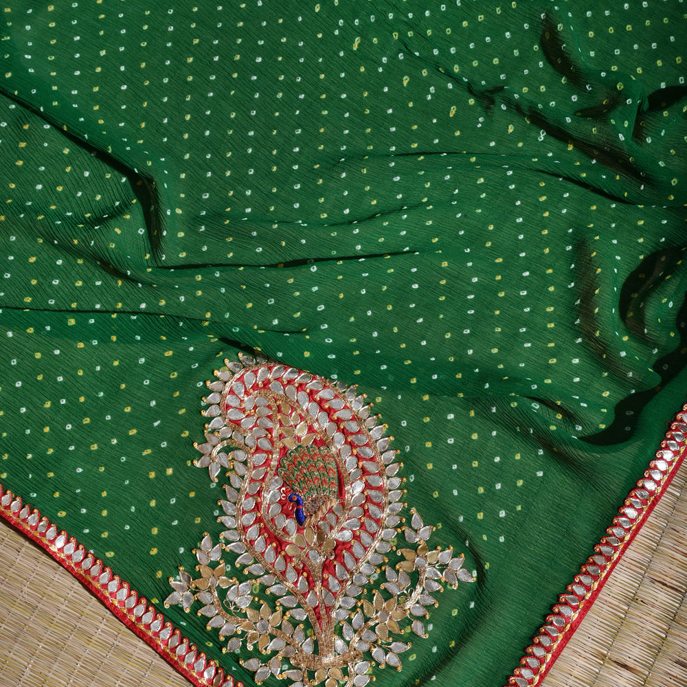 
                      
                        Green Gota Patti Pure Chiffon Saree
                      
                    