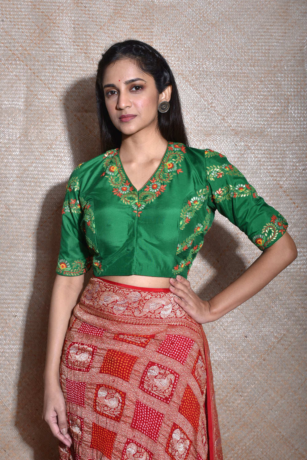 Green Pure Silk Gota Patti Blouse