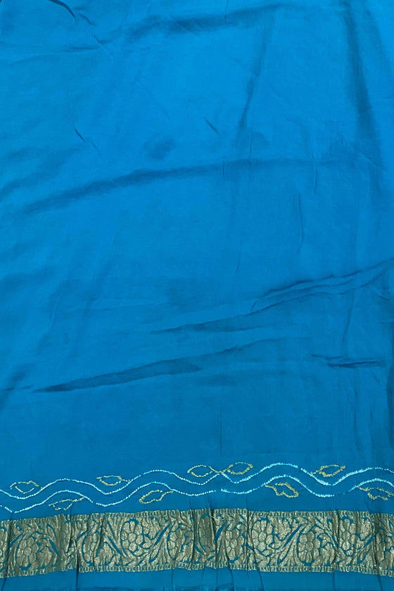Blue Banarasi Bandhani Saree on Pure Georgette