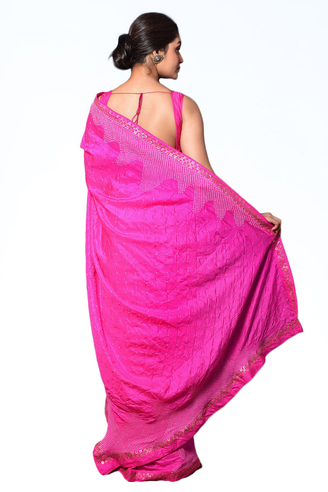 
                      
                        Abstract Bandhani Silk Saree in Fuchsia
                      
                    