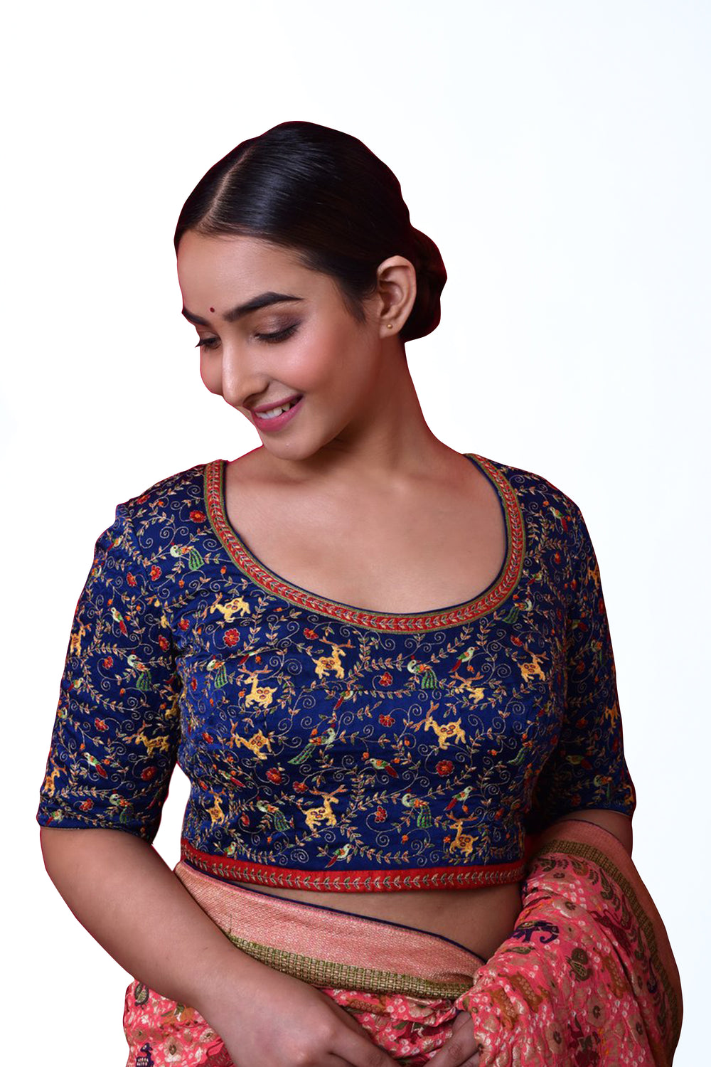 Aari Hand Embroidered Blouse in Royal Blue