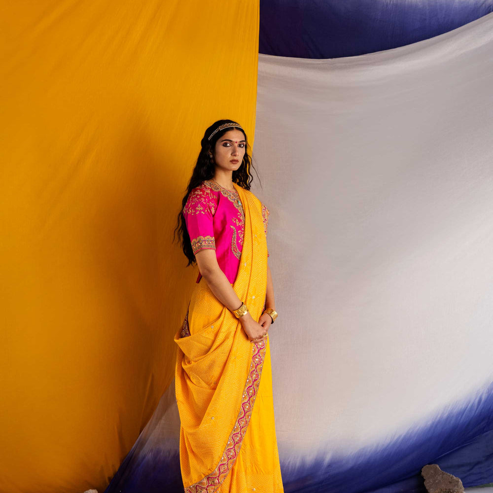 
                      
                        Maya Saree - Mango Yellow
                      
                    