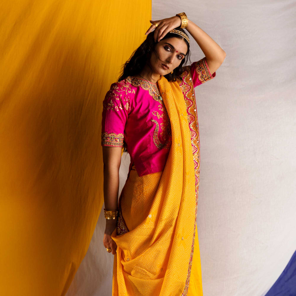 
                      
                        Maya Saree - Mango Yellow
                      
                    