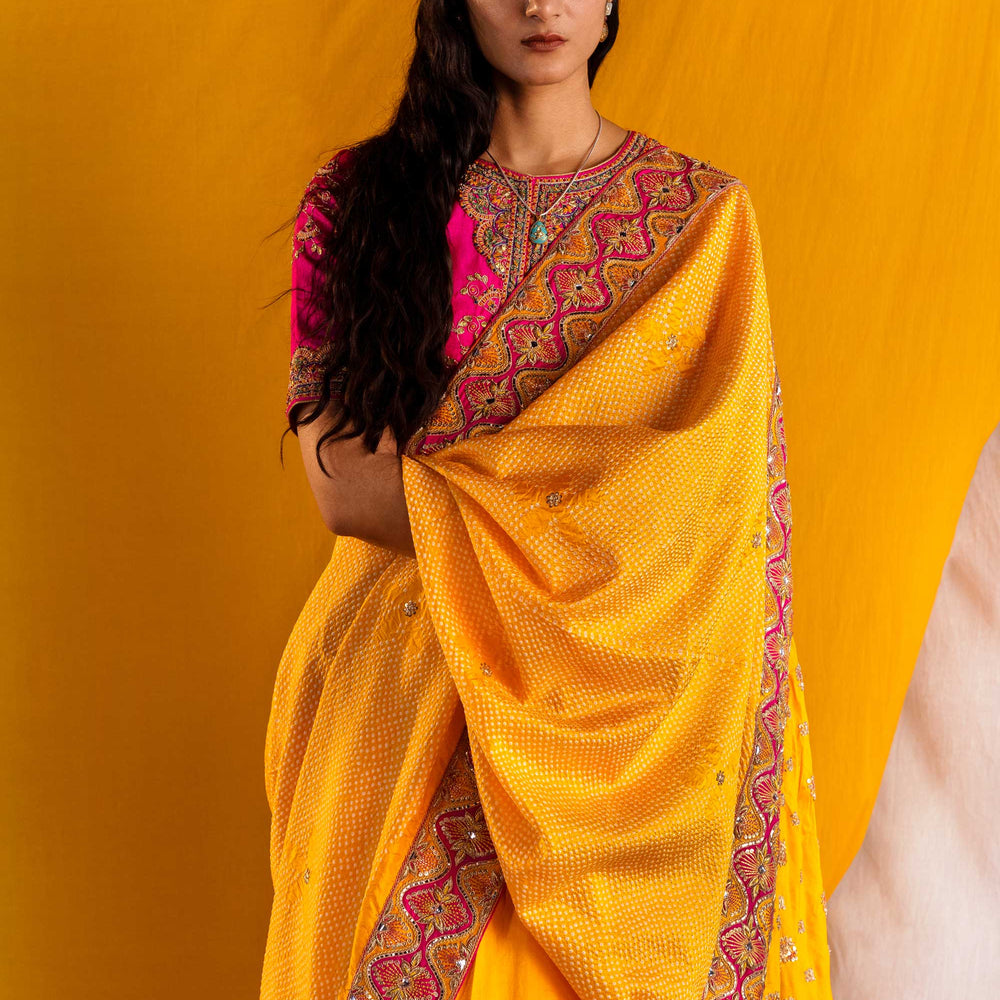 
                      
                        Maya Saree - Mango Yellow
                      
                    