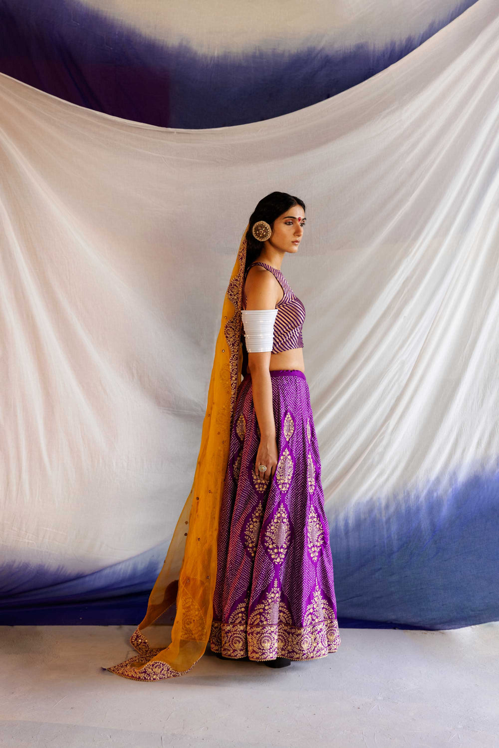 Sutra Lehenga - Purple Mustard