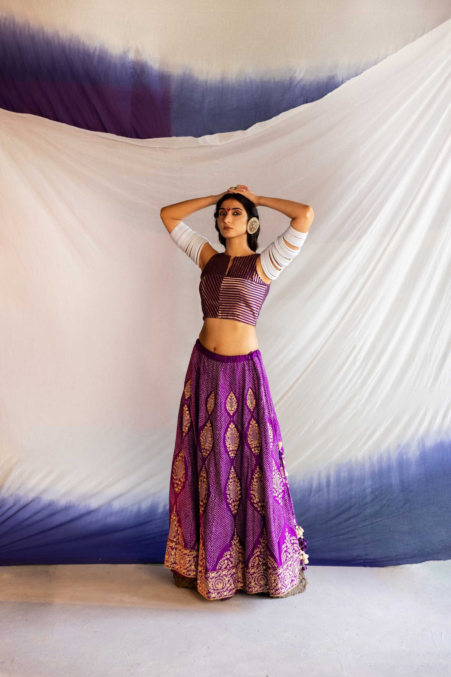 Sutra Lehenga - Purple Mustard