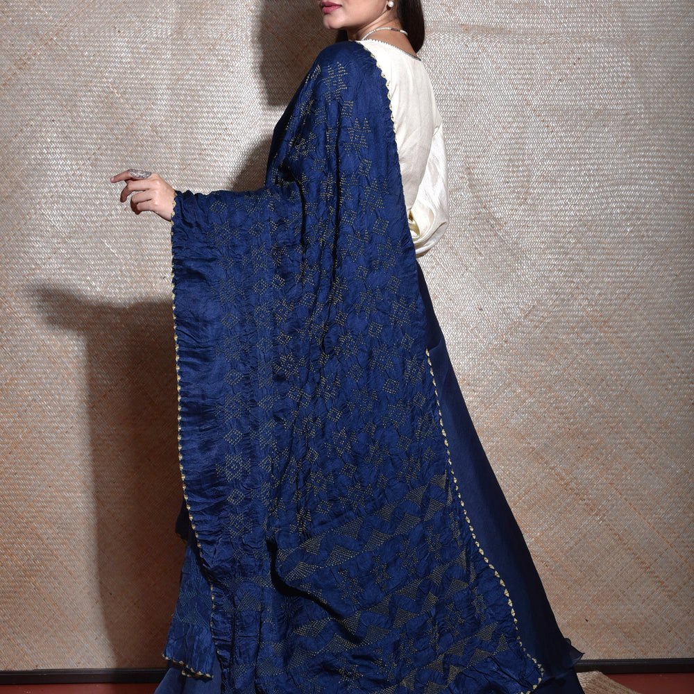 
                      
                        Organza Lehenga With Bandhani Dupatta In Blue
                      
                    