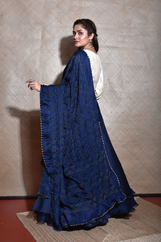 Lehenga Choli Dupatta in Blue With White Blouse Custom Made to Measure  Indian Lengha for Women Dresses - Etsy
