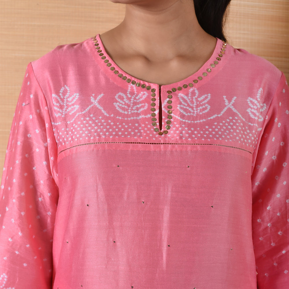 
                      
                        Pink Bandhani on Chanderi Suit Set
                      
                    