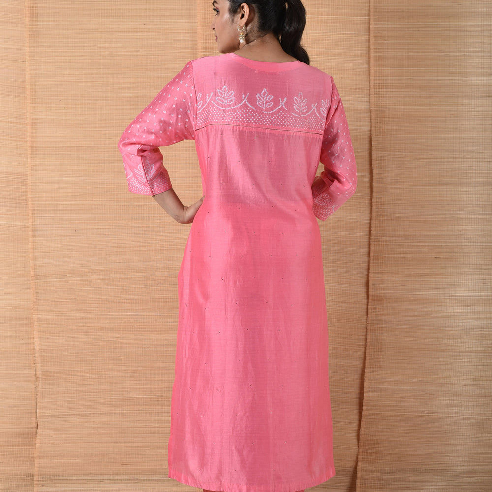 
                      
                        Pink Bandhani on Chanderi Suit Set
                      
                    