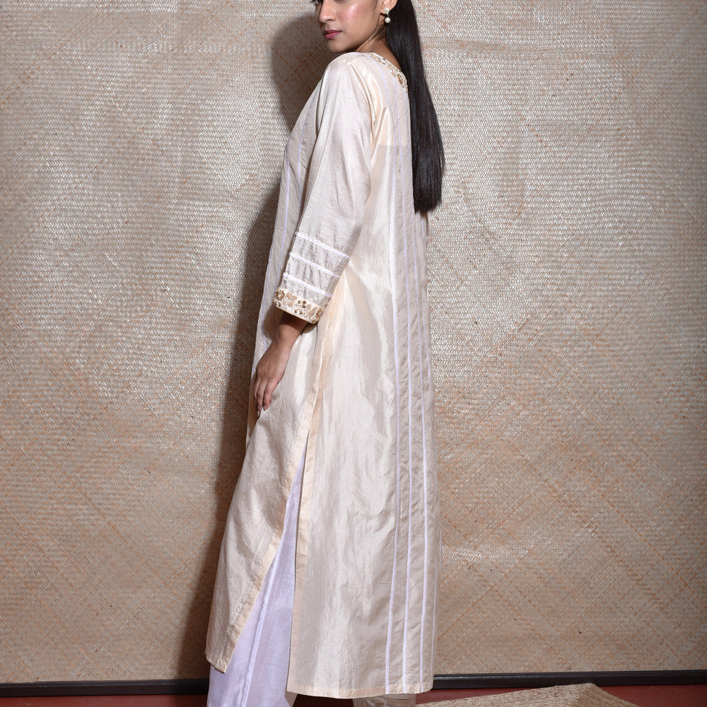 
                      
                        Pure Silk Kurta In Cream With Thread Work
                      
                    