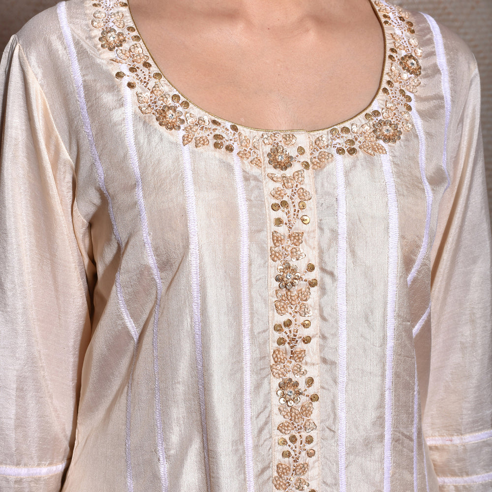 
                      
                        Pure Silk Kurta In Cream With Thread Work
                      
                    