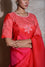 Red Shaded Pure Organza Saree With Bandhani Blouse