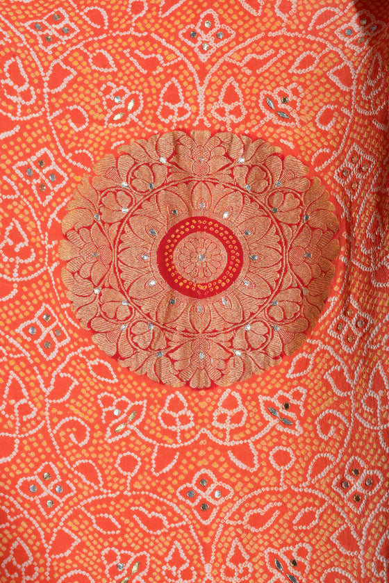 Shikari Bandhani Peela Dupatta with Gota Patti Embroidery