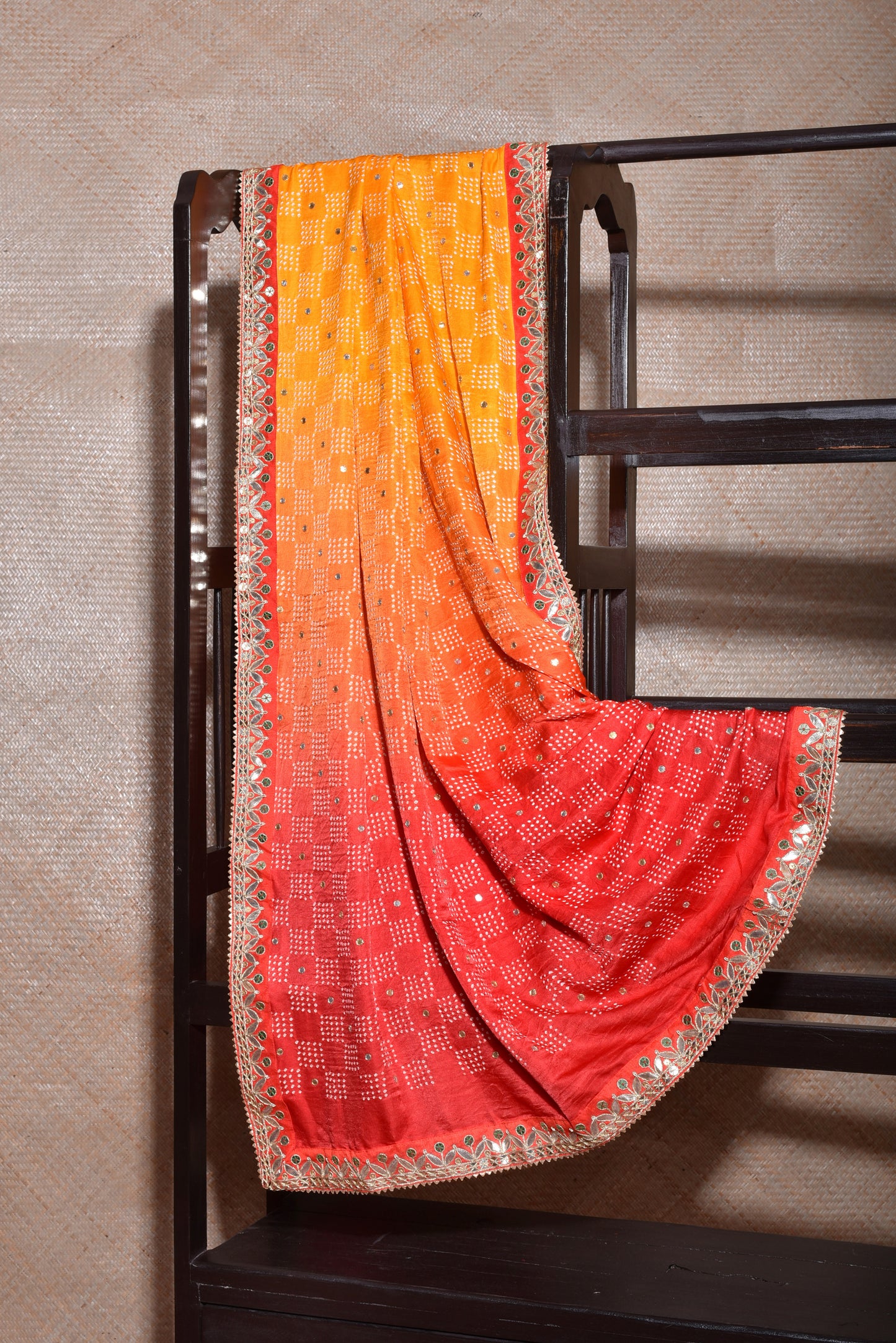 Geometric Patterned Bandhani Peela Dupatta