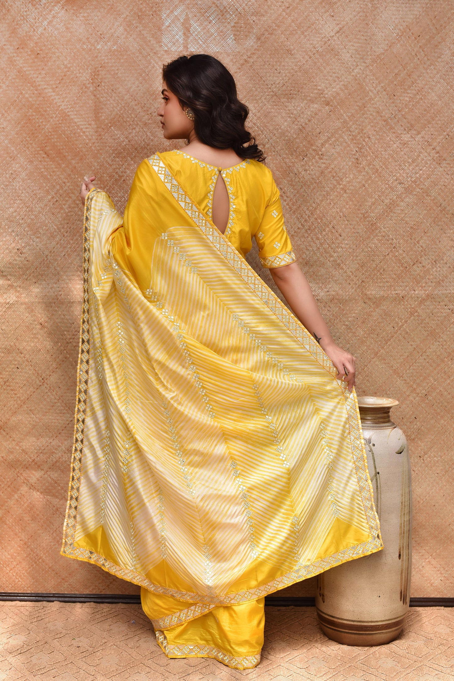 Yellow Arashi Saree in Silk